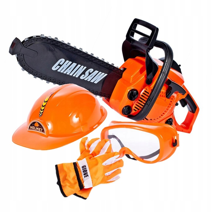 Piła Spalinowa Motorowa Dla Dzieci na Baterie + KASK RĘKAWICE OKULARY
