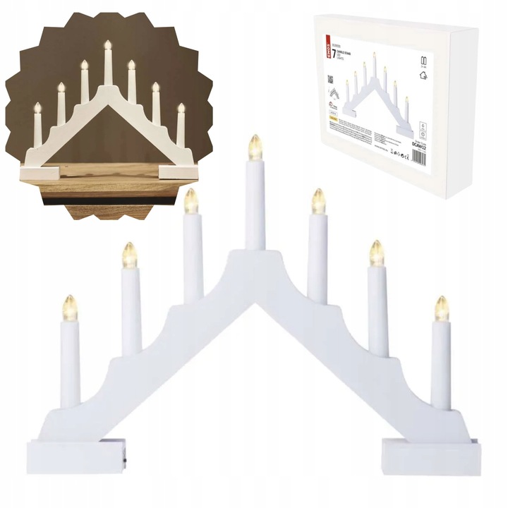 Świecznik adwentowy Drewniany upominek na święta 7 świec LED z timerem EMOS