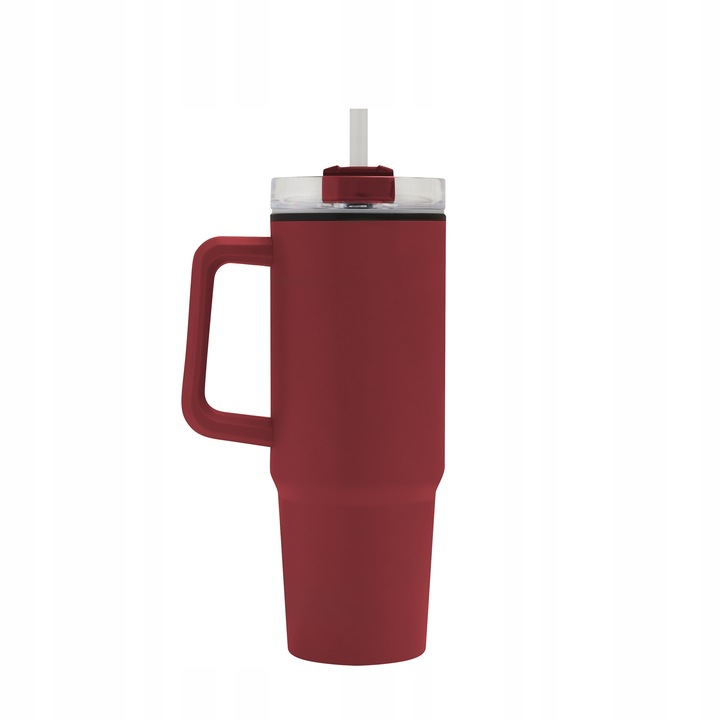 KUBEK TERMICZNY Z UCHWYTEM 900 ml ze słomką duży do auta Kubek na wodę kawę