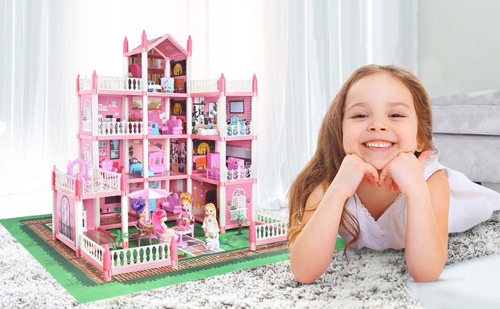Domek dla lalek z meblami 4-piętrowy domek dla lalek z oświetleniem LED