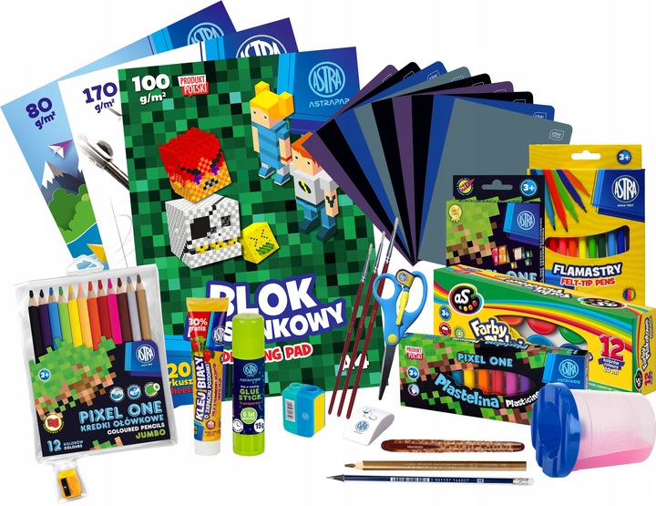 WYPRAWKA SZKOLNA XXL ASTRA 21 ELEMENTÓW klasa 1-3 + 10x ZESZYT W KRATKĘ A5