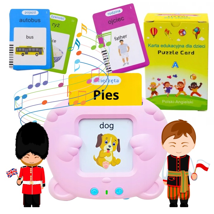 Czytnik Kart Dla Dzieci 3 Tryby Nauki Angielskiego Polskiego 448 Słówek