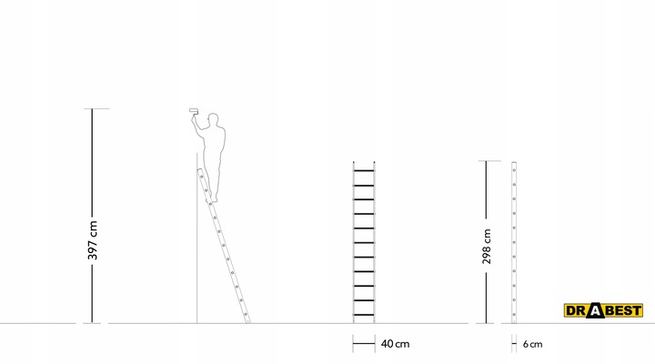 Drabina aluminiowa przystawna profesjonalna 11 stopniowa DRABEST + HAK