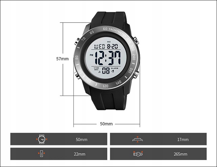 Zegarek męski SKMEI czarny elektroniczny wiele funkcji