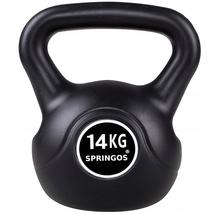 KETTLEBELL 14kg CIĘŻAR ĆWICZEŃ HANTLA CZARNY FITNESS HANTEL ODWAŻNIK ABS