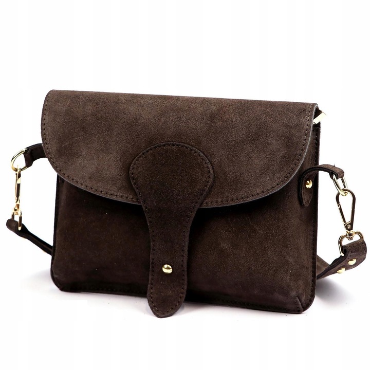 Torebka skórzana zamszowa INSTAGRAMKA XL HIT LUKA ciemny brąz