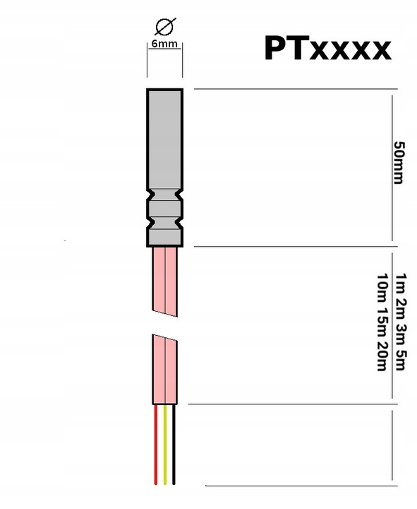 Czujnik Temperatury PT1000 Przewód Silikonowy 1m