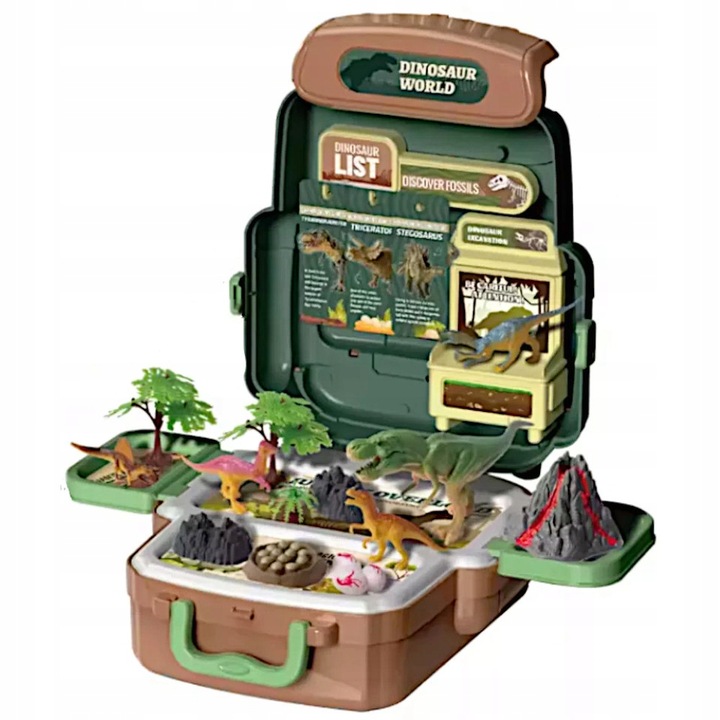 DINOZAURY W PLECAKU T-REX FIGURKI DINO ZESTAW ODKRYWCY ZABAWKA PREZENT