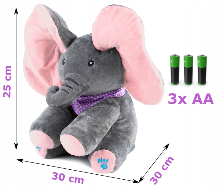 Słoń Pluszak Peek-A-Boo Zabawa W Chowanego Dla Dzieci Interaktywna Prezent
