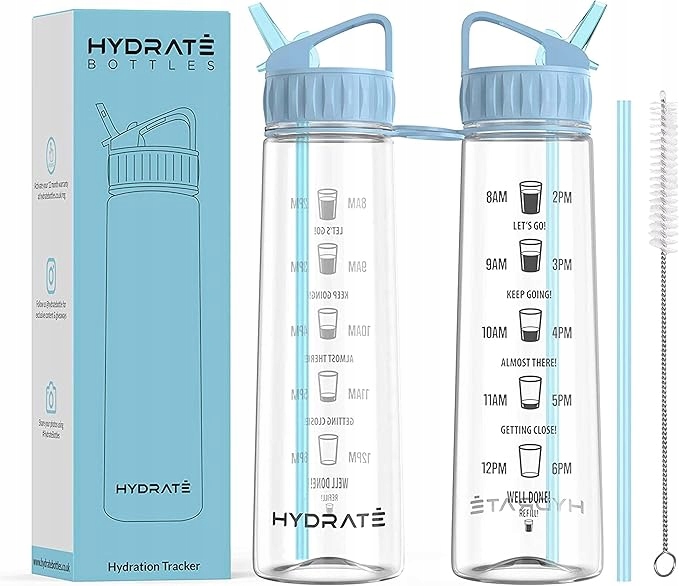 Bidon Butelka na wodę ze słomką 900ml Motywacyjna z miarką Szczelna