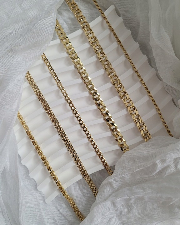 ZŁOTY PEŁNY ŁAŃCUSZEK DAMSKI BISMARK PR. 925 585 14K + GRAWER GRATIS