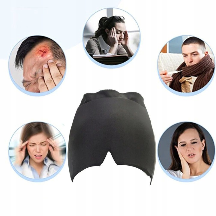 Czapka Łagodząca na Ból Głowy Migrenę Kompres Żelowy Maska Chłodząca Okład