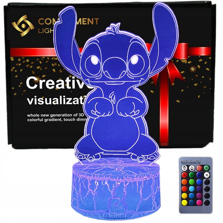 Lampka 3D nocna led usb + pilot Lilo i Stitch