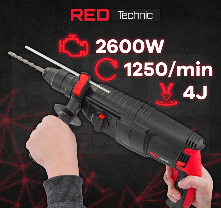 MŁOTOWIERTARKA Młot UDAROWY Wiertarka UDAROWA SDS+ 2600W 4J Walizka Zestaw