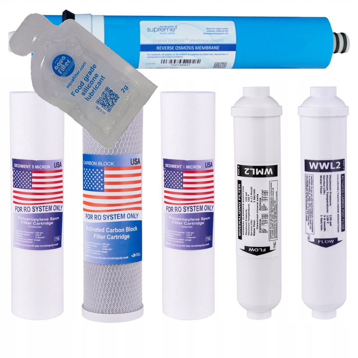 KOMPLET WKŁADÓW OSMOZA DO FILTRÓW RO7 RO6 MEMBRANA