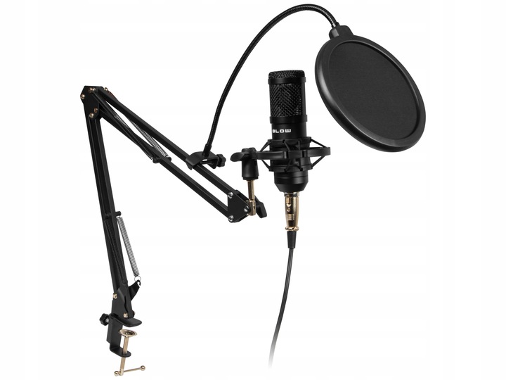 MIKROFON STUDYJNY USB JACK POJEMNOŚCIOWY GAMINGOWY STATYW FILTR DUZY ZESTAW