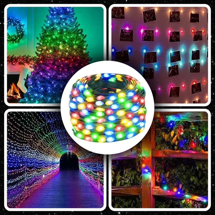LAMPKI CHOINKOWE 100LED MULTIKOLOR ŚWIĄTECZNE SMART WIFI TUYA PILOT 10M