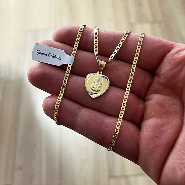 PREZENT NA KOMUNIĘ CHRZEST DLA DZIEWCZYNKI ZŁOTY ŁAŃCUSZEK Z MEDALIKIEM 925