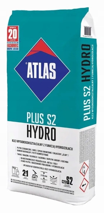 Klej ATLAS PLUS S2 HYDRO do glazury Atlas 15 kg