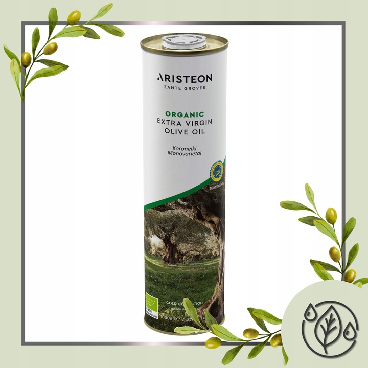 Oliwa z oliwek BIO extra virgin GRECKA 1 litr TŁOCZONA NA ZIMNO Aristeon