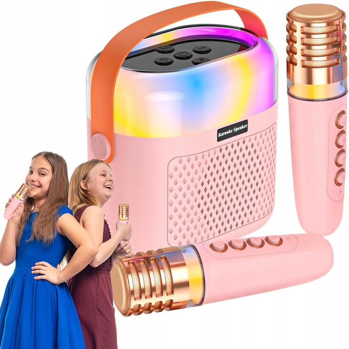 PRZENOŚNY BEZPRZEWODOWY ZESTAW KARAOKE GŁOŚNIK BLUETOOTH 2X MIKROFON RGB