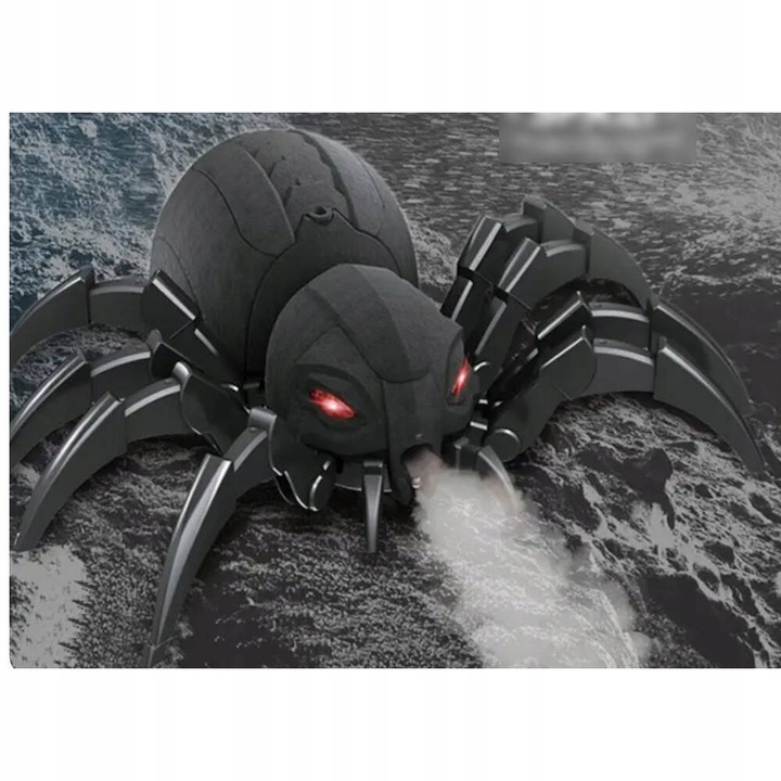 OGROMNY PAJĄK ZDALNIE STEROWANY ROZPYLA MGŁĘ ZIEJE PARĄ OCZY LED PILOT R/C