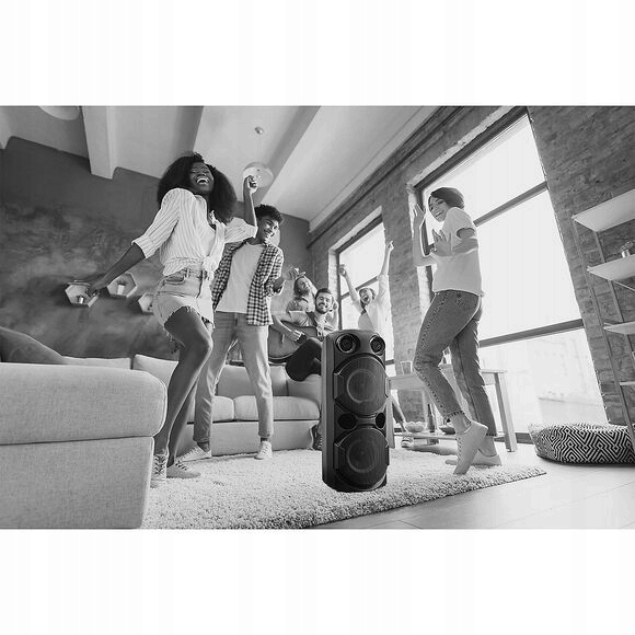 Moevi Duży głośnik 70 W przenośny, kolumna karaoke z mikrofonem, 63 cm