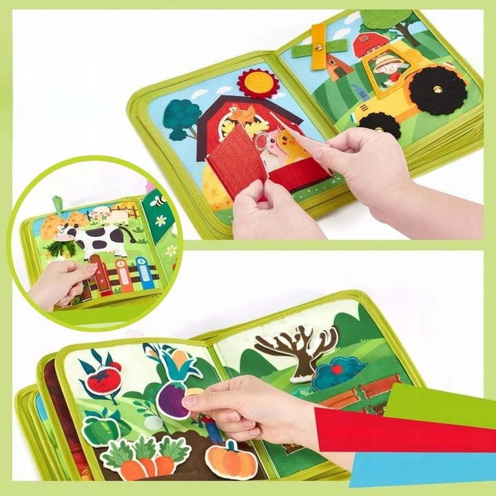 Książeczka Manipulacyjna Sensoryczna Montessori Tablica Zabawka Edukacyjna