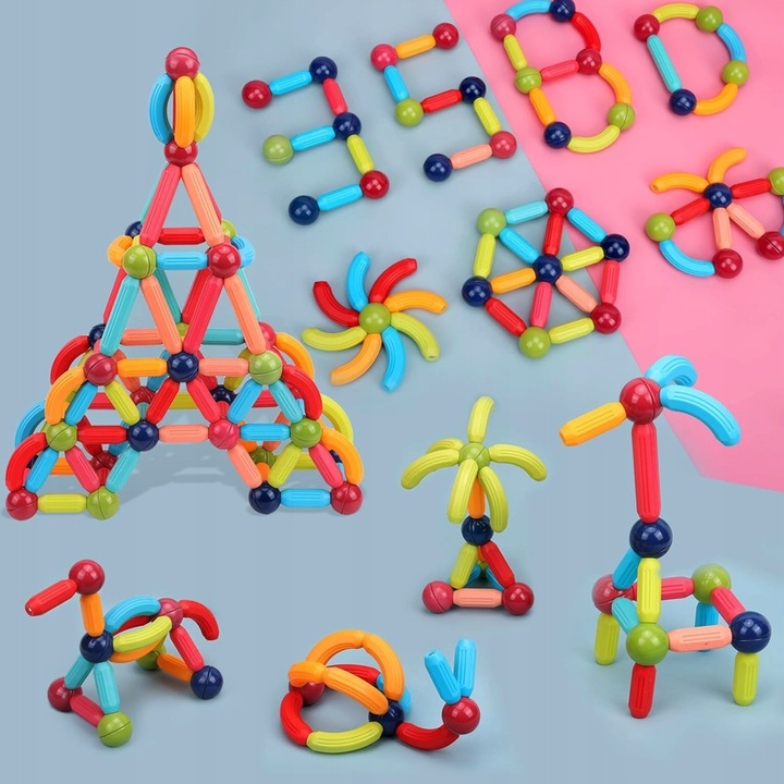 KLOCKI MAGNETYCZNE DLA DZIECKA 3D EDUKACYJNE KONSTRUKCYJNE BEZPIECZNE 84el