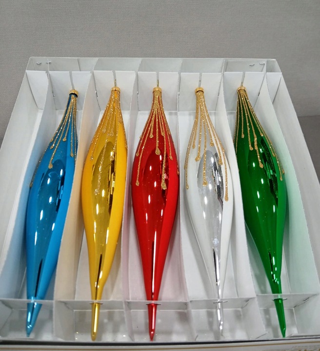 ZESTAW SOPLI 19 CM bombki SOPLE MIX KOLORÓW ZŁOTY BROKAT POŁYSK POLSKIE