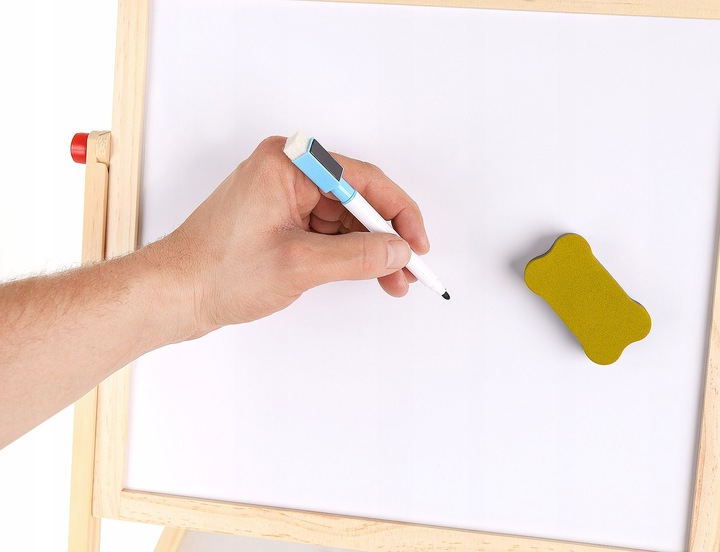 Tablica Magnetyczna Suchościeralna Kredowa Stojąca Dwustronna Drewniana 6w1