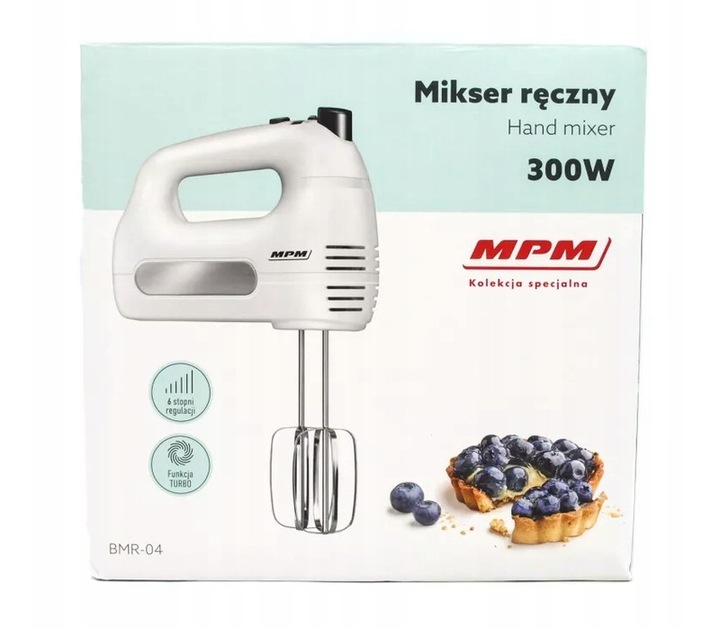 Solidny Mikser Ręczny MPM Robot Kuchenny 300W Chromowane Mieszadła