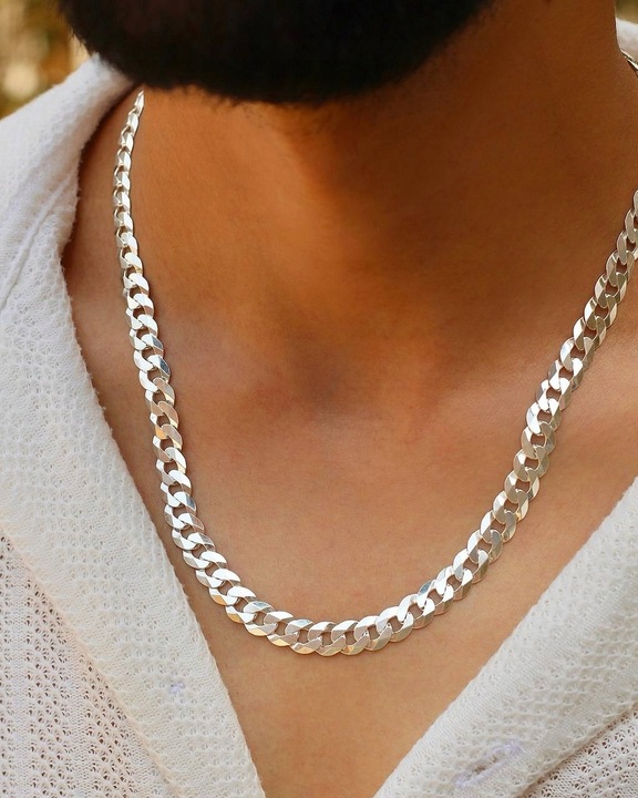 Elegancki Łańcuszek Srebrny Męski Pancerka Kubański SREBRO 925 Diamentowany