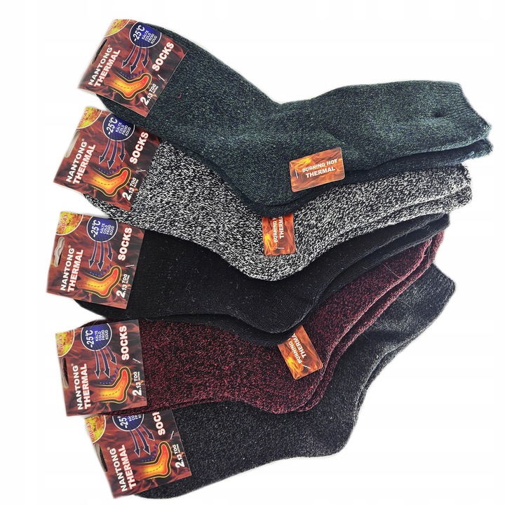 5X ZESTAW SKARPETY MĘSKIE ZIMOWE TERMICZNE TERMAL BARDZO CIEPŁE DO -25C