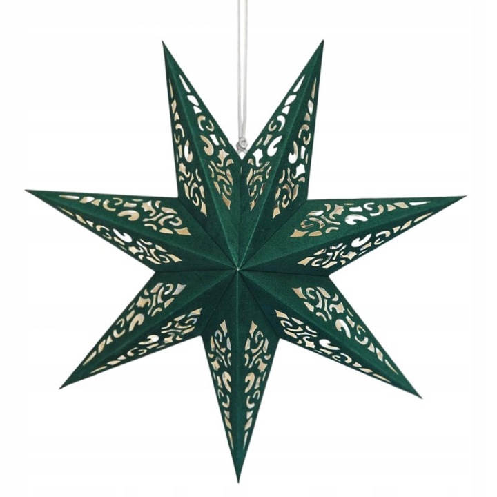 DUŻA GWIAZDA PAPIEROWA ŚWIĄTECZNA AŻUROWA ZIELONA 35 cm WITRAŻ 3D