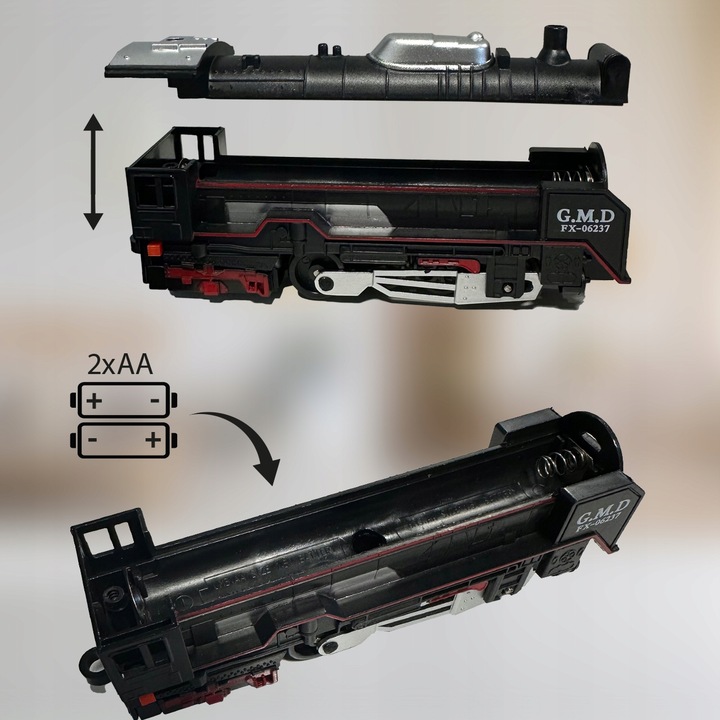 POCIĄG KOLEJKA ELEKTRYCZNA TORY LOKOMOTYWA 3 WAGONY 270CM DŁUGOŚCI STACJA