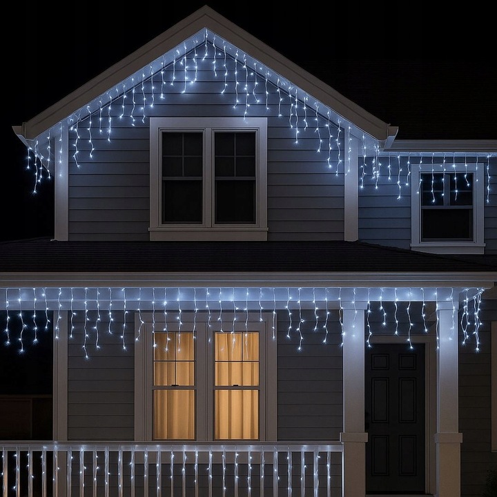 SOPLE 300 LED BIAŁE ZIMNE ZEWNĘTRZNE CHOINKOWE Świąteczne sople dekoracja