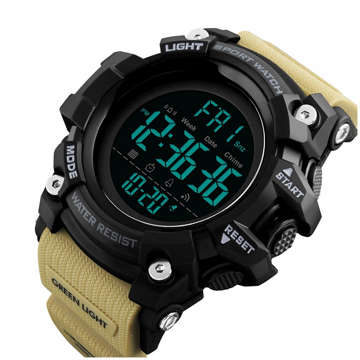 Zegarek męski elektroniczny alarm 12/24 h stoper LED data
