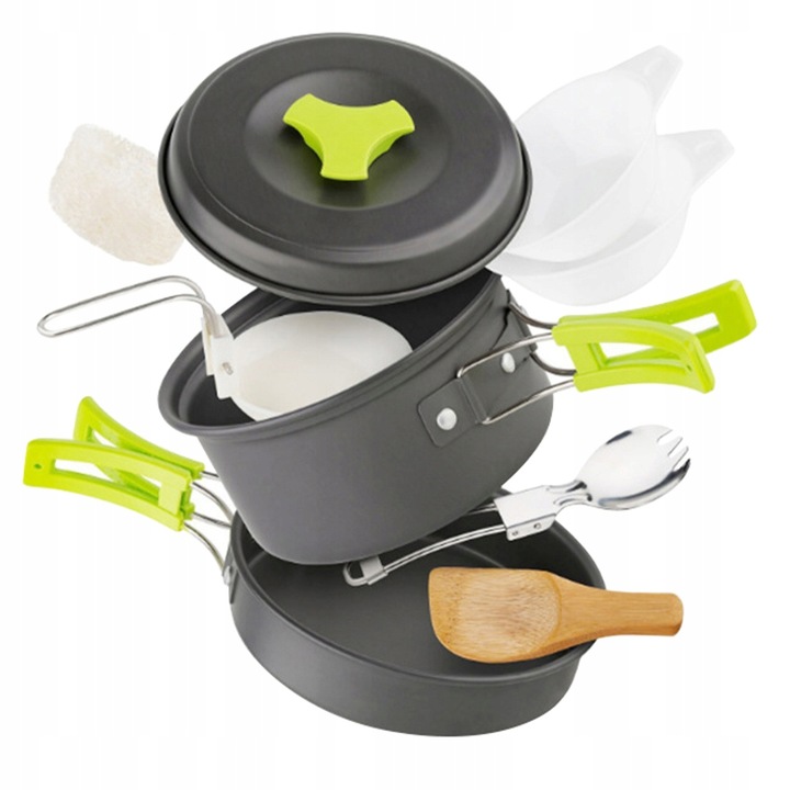 ZESTAW NACZYŃ ZEWNĘTRZNYCH ZESTAW DO PRZYPRAW KEMPINGOWYCH ZASTAWA OBIADOWA