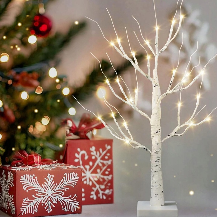 DEKORACJE ŚWIĄTECZNE 2SZT 60CM ŚWIECZĄCE BRZOZY LED ŚWIĄTECZNE DRZEWO STÓŁ