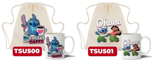 Zestaw Worek Beżowy + Kubek Biały LILO I STITCH Wz