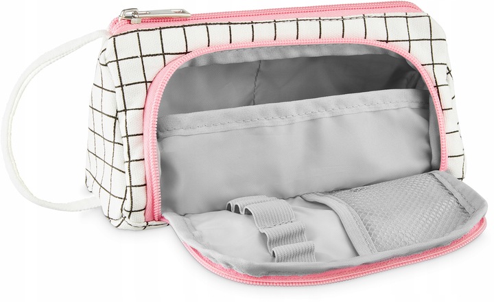 Piórnik szkolny z uchwytem różowy pojemna saszetka ZAGATTO