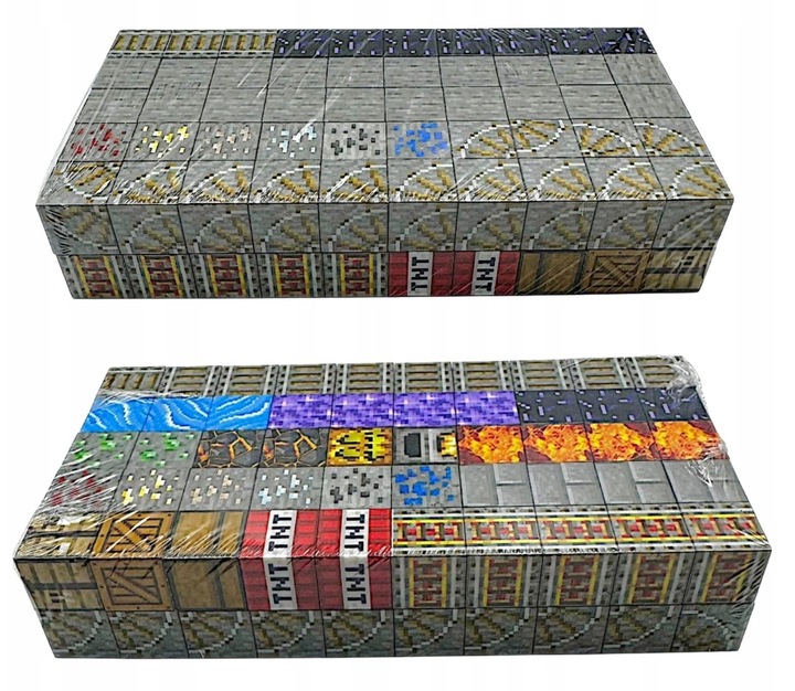 KLOCKI MAGNETYCZNE 100 KLOCKÓW KONSTRUKCYJNE SZEŚCIANY PIKSELE + 1 LUDZIK