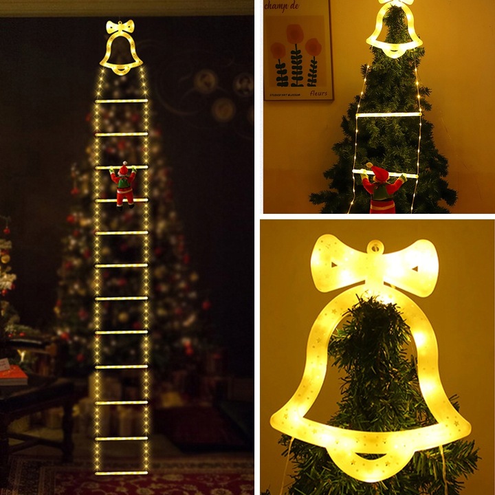 ŚWIĄTECZNE LAMPKI LED DRABINKA ŚWIĘTEGO MIKOŁAJA 8 TRYBÓW 160 CM