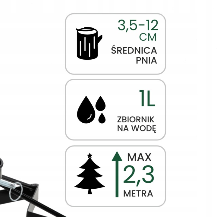 Stojak Pod Choinkę Choinkowy Choinka Metalowy Czarny Z Pojemnikiem na Wodę