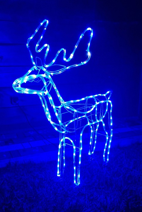 Renifer LED Świąteczny Świecący Figurka Na Zewnątrz XL 85 Duży Niebieski