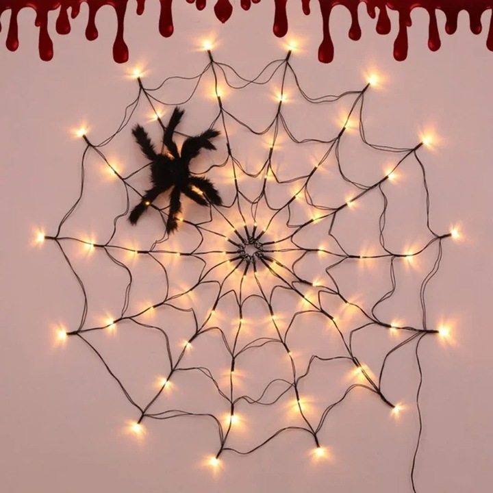 Światło LED Spider Web String Light z siatką zdalnego sterowania Halloween