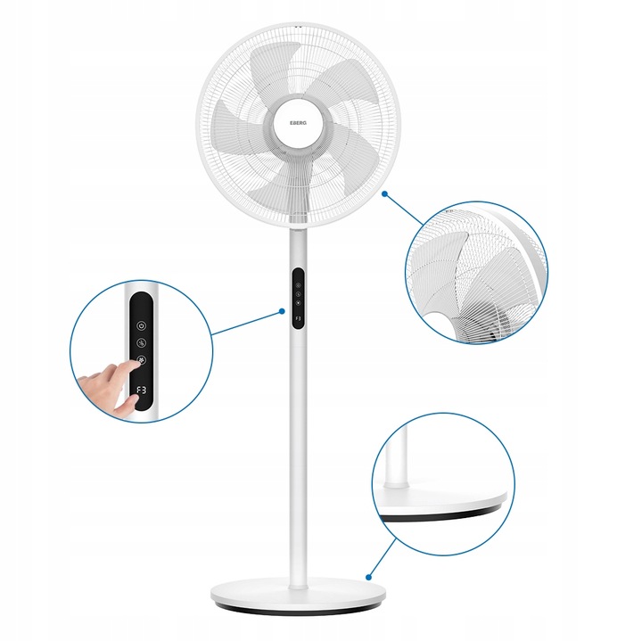 Wentylator stojący HYG wiatrak podłogowy cichy mocny 5 łopatek aż 45cm XXL