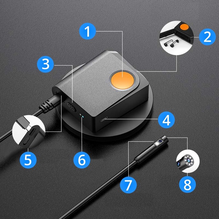 KAMERA INSPEKCYJNA ENDOSKOP WiFi Android iOS DUO LED WARSZTATOWA 5m PRZEWÓD