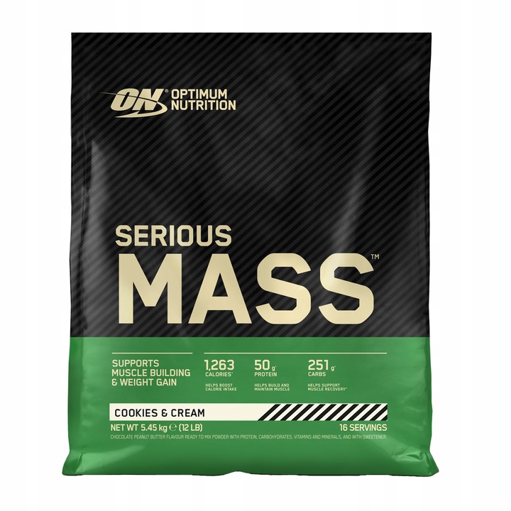GAINER białko siła masa masę węglowodany OPTIMUM Serious Mass 5440g ciastko